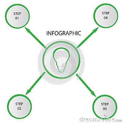 Creative concept for dark infographic. Business data visualization. Abstract circle elements of graph, diagram with 4 steps, optio Vector Illustration