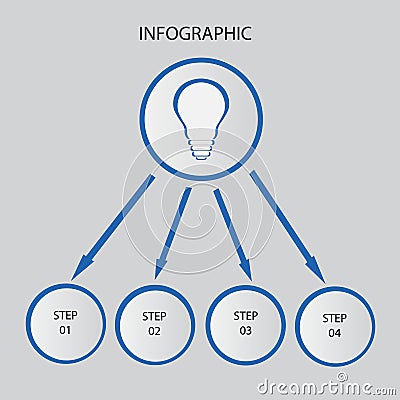 Creative concept for dark infographic. Business data visualization. Abstract circle elements of graph, diagram with 4 steps, optio Vector Illustration