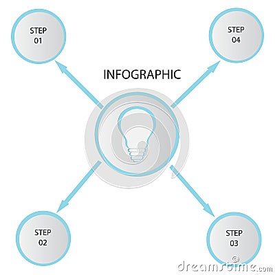 Creative concept for dark infographic. Business data visualization. Abstract circle elements of graph, diagram with 4 steps, optio Vector Illustration