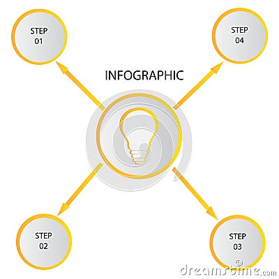 Creative concept for dark infographic. Business data visualization. Abstract circle elements of graph, diagram with 4 steps, optio Vector Illustration