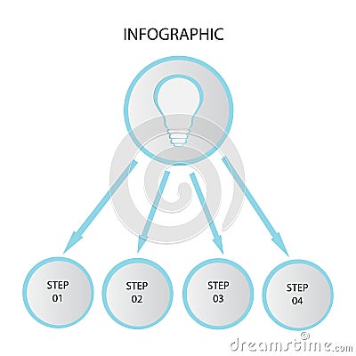 Creative concept for dark infographic. Business data visualization. Abstract circle elements of graph, diagram with 4 steps, optio Vector Illustration