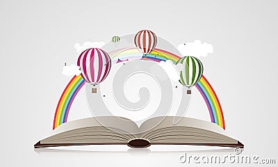 Creative concept - Open Book With Air Balloons. Vector illustration Vector Illustration
