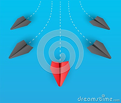 Creative concept with paper airplanes, symbolizing individuality, diversity, and innovative thinking. Vector illustration Vector Illustration