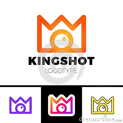 Creative concept for photography studio. Modern logo design layout with camera and crown. Corporate symbol idea. Stock Photo