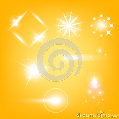 Creative concept Vector set of glow light effect stars bursts with sparkles isolated on black background. For Vector Illustration