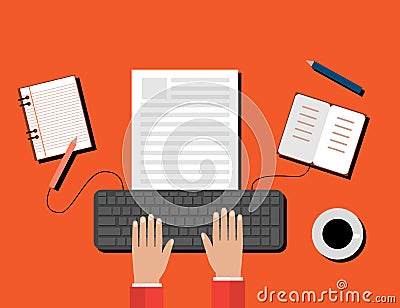 Creative Content Writing, Blogging Post, Digital Media Flat Illustration Vector Illustration