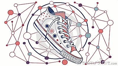 Sneaker and network corner, technology frame, sports design, connection vector design Generative AI Vector Illustration