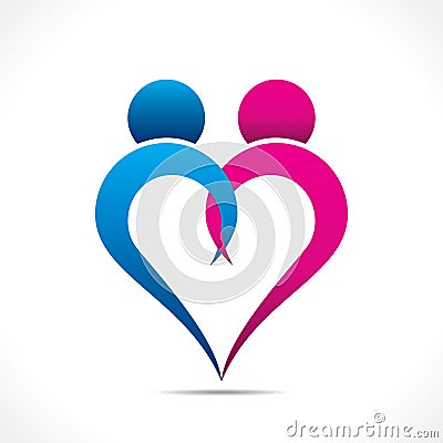 Creative couple icon or happy valentine day design Vector Illustration