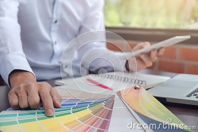 Creative creativity graphic designer working with graphics table Stock Photo