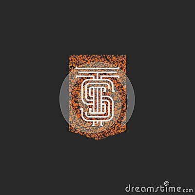 Crest TS letters monogram, initials combination T S logo simple, elegant hipster boutique emblem Vector Illustration