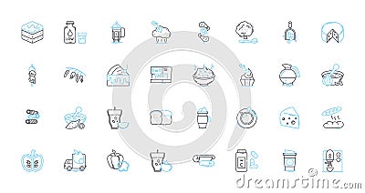 Creative Cuisine linear icons set. Artistic, Inventive, Fusion, Gourmet, Imaginative, Flair, Innovative line vector and Vector Illustration