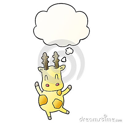 A creative cute cartoon giraffe and thought bubble in smooth gradient style Vector Illustration