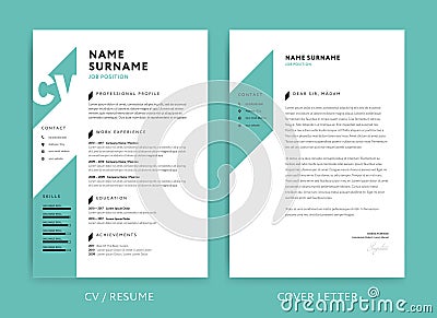 Creative CV template green color background Vector Illustration