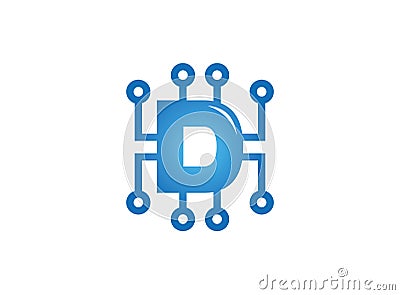 Creative D Letter Technology Logo Vector Illustration