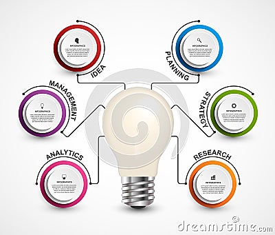 Creative 3D light bulb infographics template. Simple infographic design. Vector Illustration