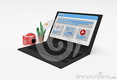 Creative 3D Render Mobile Mockup with Laptop web development banner, marketing material, presentation, online advertising Editorial Stock Photo
