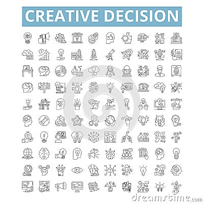 Creative decision icons, line symbols, web signs, vector set, isolated illustration Vector Illustration