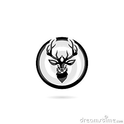 Creative Deer head silhouette monogram Logo concept isolated on white background Vector Illustration