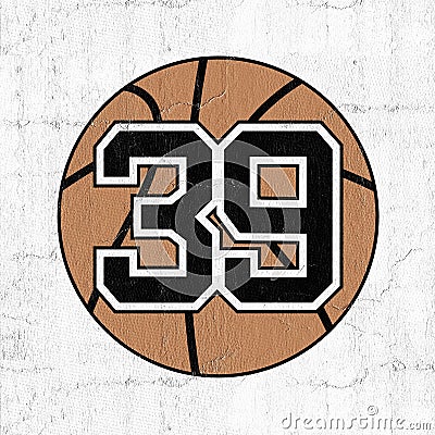 Ball of basketball symbol wtih number 39 Stock Photo