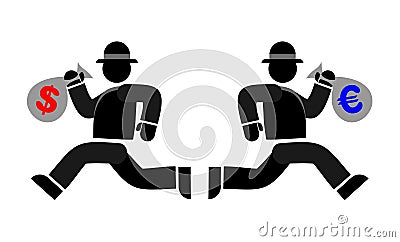 Bankers men running Vector Illustration