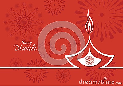 Creative design of burning diwali diya for greeting card Vector Illustration