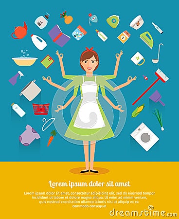 Creative design concepts of housewife activity Vector Illustration