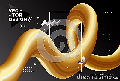 Creative design 3d flow golden shape design Vector Illustration