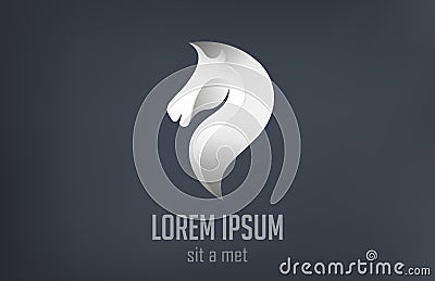 Creative design emblem. Logo Horse metallic abstra Vector Illustration