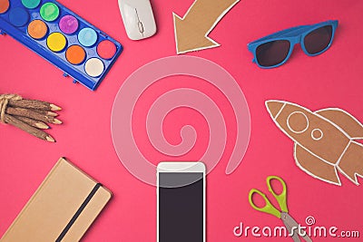 Creative design hero header image. Back to school modern website header background. Stock Photo