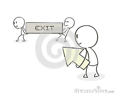 Man with cursor and exit button Vector Illustration