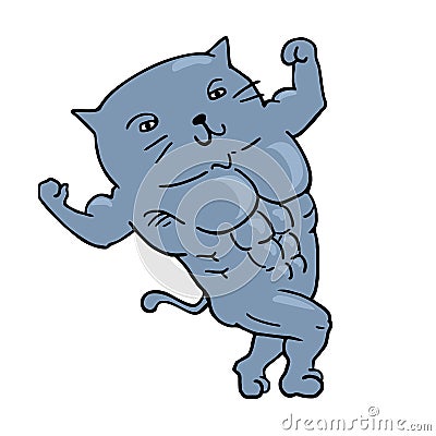 Muscle cat draw Vector Illustration