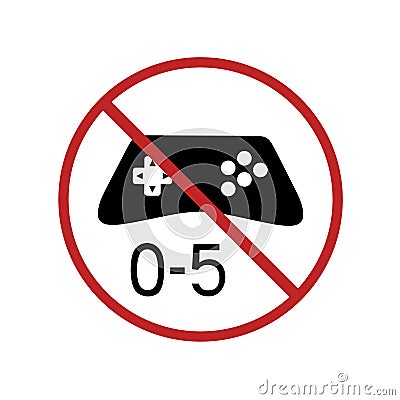 No videogames for child under five years Vector Illustration