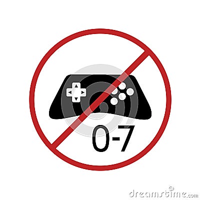 No videogames for child under seven years Vector Illustration