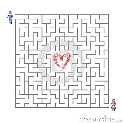 Searching love in maze Vector Illustration