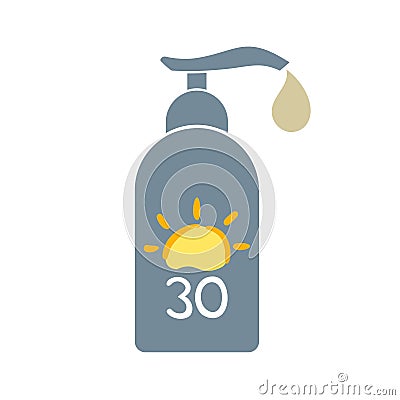 Sun protect cream bottle Vector Illustration