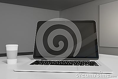 Creative designer desk with laptop Editorial Stock Photo