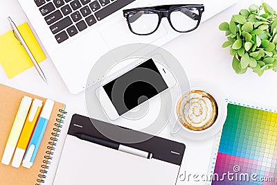 Creative desk workspace Stock Photo