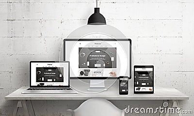 Creative desks scene for web design agency promotion Stock Photo