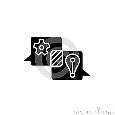 Creative discussion black icon, vector sign on isolated background. Creative discussion concept symbol, illustration Vector Illustration