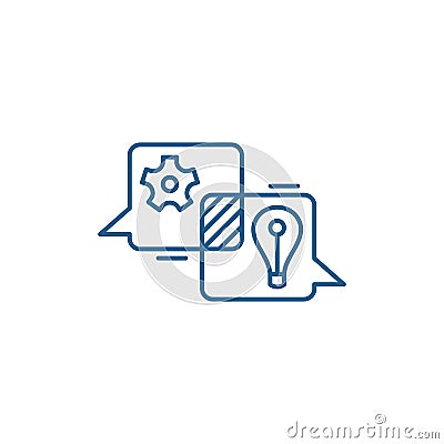 Creative discussion line icon concept. Creative discussion flat vector symbol, sign, outline illustration. Vector Illustration