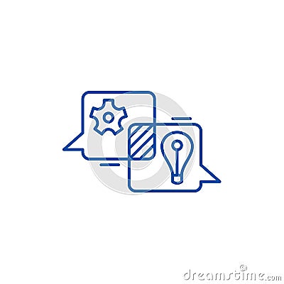 Creative discussion line icon concept. Creative discussion flat vector symbol, sign, outline illustration. Vector Illustration