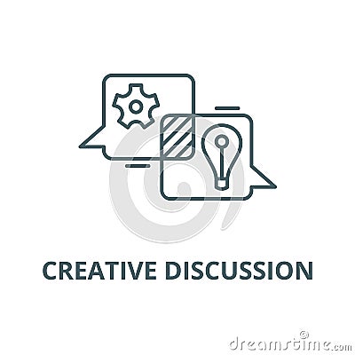 Creative discussion vector line icon, linear concept, outline sign, symbol Vector Illustration