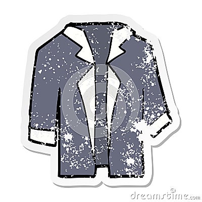 A creative distressed sticker of a cartoon suit shirt Vector Illustration