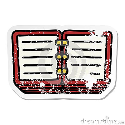 A creative distressed sticker of a cute cartoon stack of diaries Vector Illustration