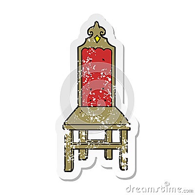 A creative distressed sticker of a fancy cartoon chair Vector Illustration