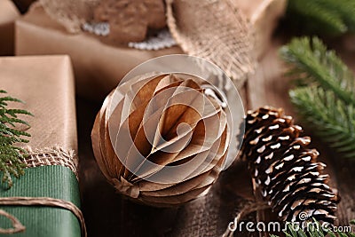 Creative diy paper ornament for Christmas in vintage style Stock Photo