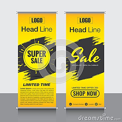 Creative double-sided vector roll up banner design. Vector Illustration