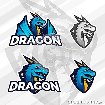 Creative dragon logo concept. Sport mascot design. College league insignia, Asian beast sign, Dragons illustration Vector Illustration