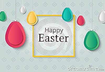 Creative Easter background. Abstract egg festive decoration. Vector holiday layout for poster, flyer or newsletter. Paper shapes Vector Illustration