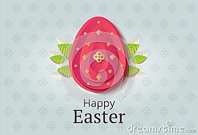 Creative Easter background. Abstract egg festive decoration. Vector holiday layout for poster, flyer or newsletter. Paper shapes Vector Illustration